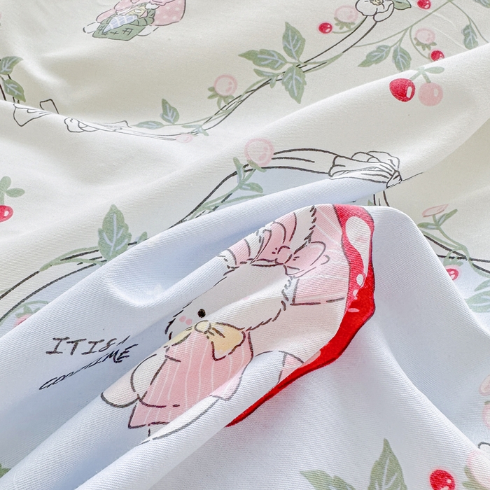 91家纺网 家纺一手货源 找家纺 金盛纺 2025新款全棉印花四件套 春游泡泡