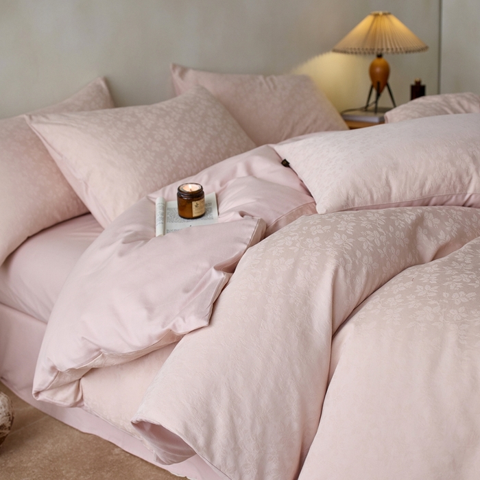 禾时 2025新款60s轻奢提花磨毛四件套-最清风 最清风-粉