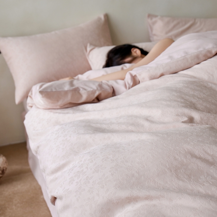 91家纺网 家纺一手货源 找家纺 禾时 2025新款60s轻奢提花磨毛四件套-最清风 最清风-粉