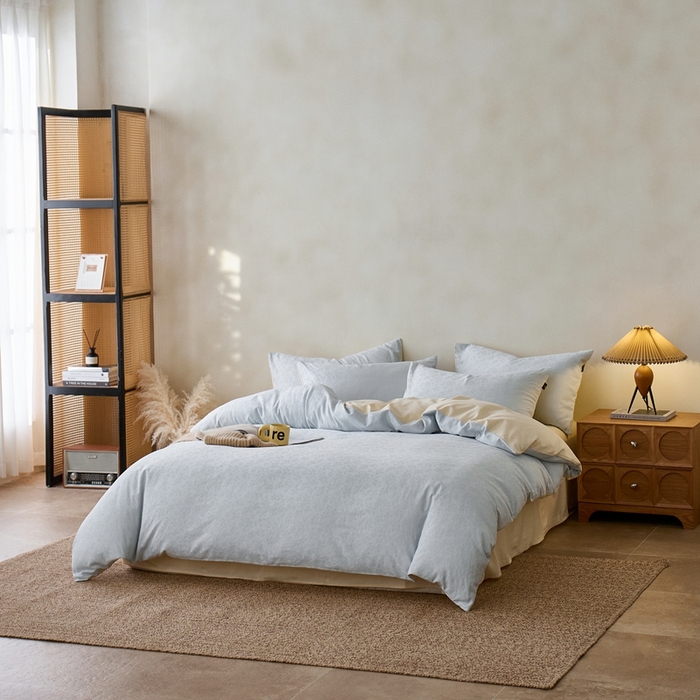 91家纺网 家纺一手货源 找家纺 禾时 2025新款60s轻奢提花磨毛四件套-最清风 最清风-蓝