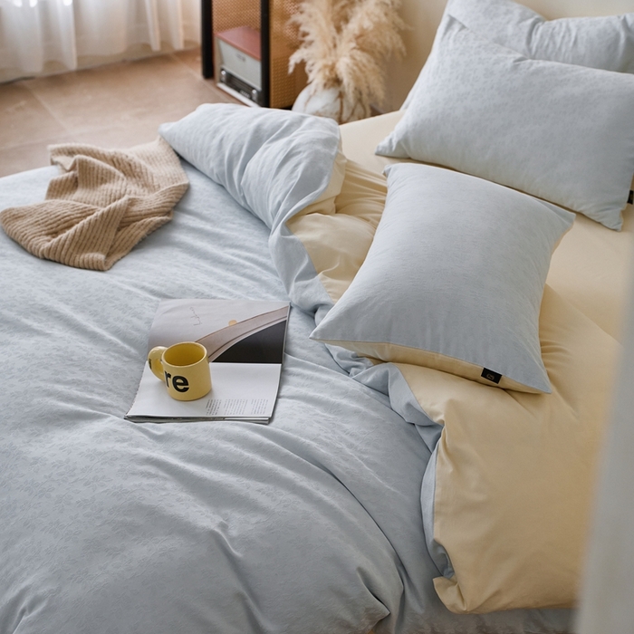 91家纺网 家纺一手货源 找家纺 禾时 2025新款60s轻奢提花磨毛四件套-最清风 最清风-蓝