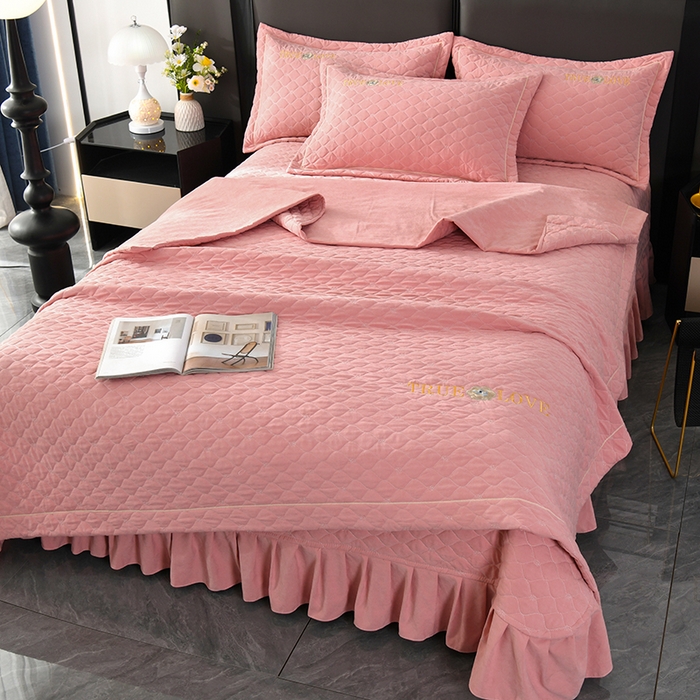 91家纺网 家纺一手货源 找家纺 （总）代芙家纺 2025新款锦棉床盖四件套-压线款