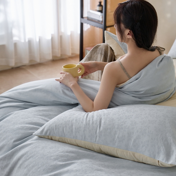 91家纺网 家纺一手货源 找家纺 禾时 2025新款60s轻奢提花磨毛四件套-最清风 最清风-蓝