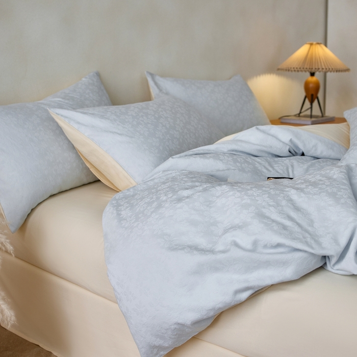 91家纺网 家纺一手货源 找家纺 禾时 2025新款60s轻奢提花磨毛四件套-最清风 最清风-蓝