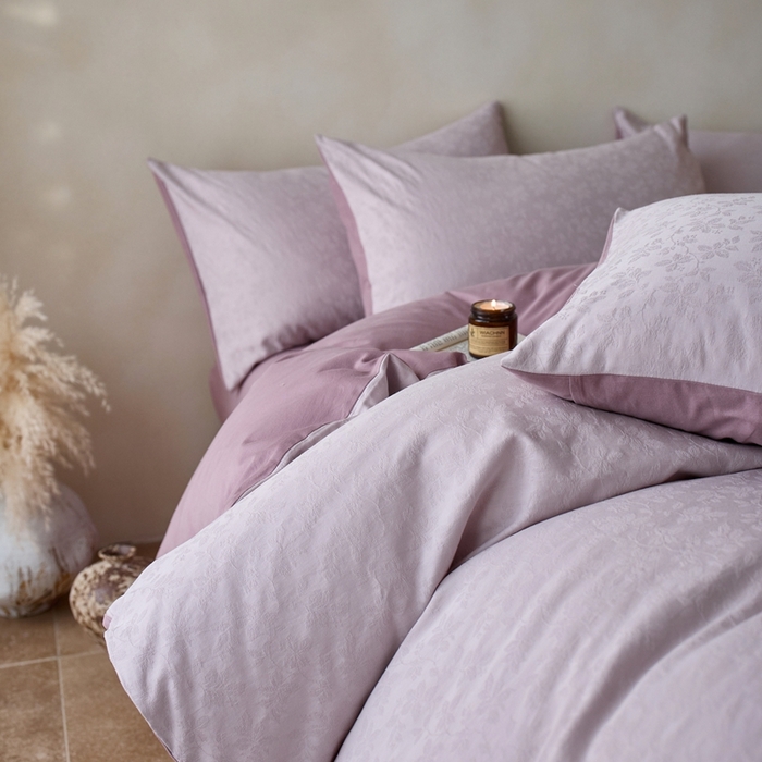 91家纺网 家纺一手货源 找家纺 禾时 2025新款60s轻奢提花磨毛四件套-最清风 最清风-浅紫