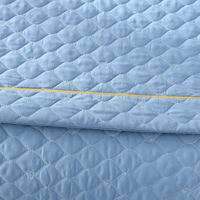 91家纺网 家纺一手货源 找家纺 代芙家纺 2025新款锦棉床盖四件套-压线款 花香-压线款-绅士蓝