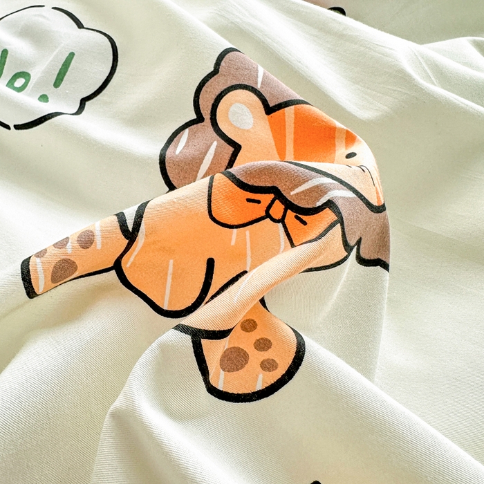 91家纺网 家纺一手货源 找家纺 金盛纺 2025新款全棉印花四件套 动物园