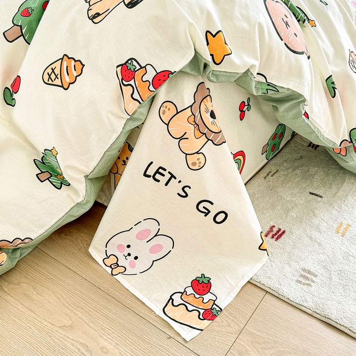 91家纺网 家纺一手货源 找家纺 金盛纺 2025新款全棉印花四件套 动物园