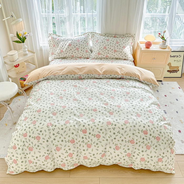 91家纺网 家纺一手货源 找家纺 金盛纺 2025新款全棉印花四件套 花涧澈