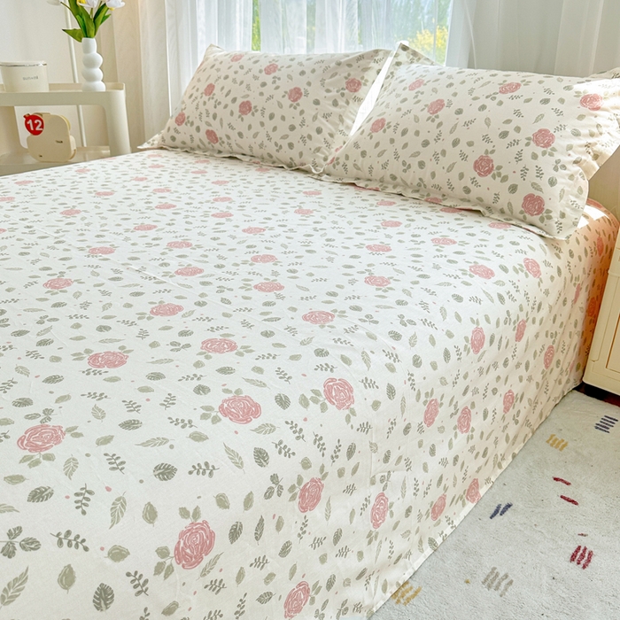 91家纺网 家纺一手货源 找家纺 金盛纺 2025新款全棉印花四件套 花涧澈