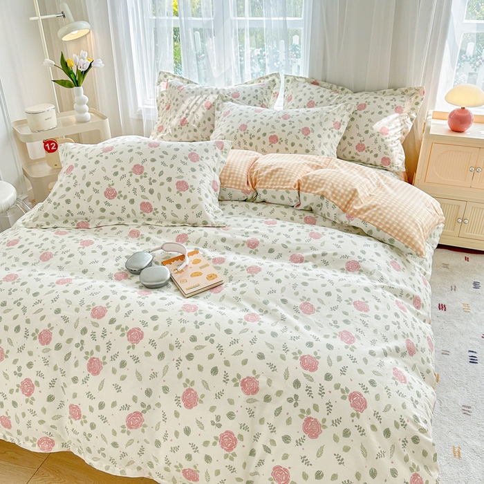 91家纺网 家纺一手货源 找家纺 金盛纺 2025新款全棉印花四件套 花涧澈