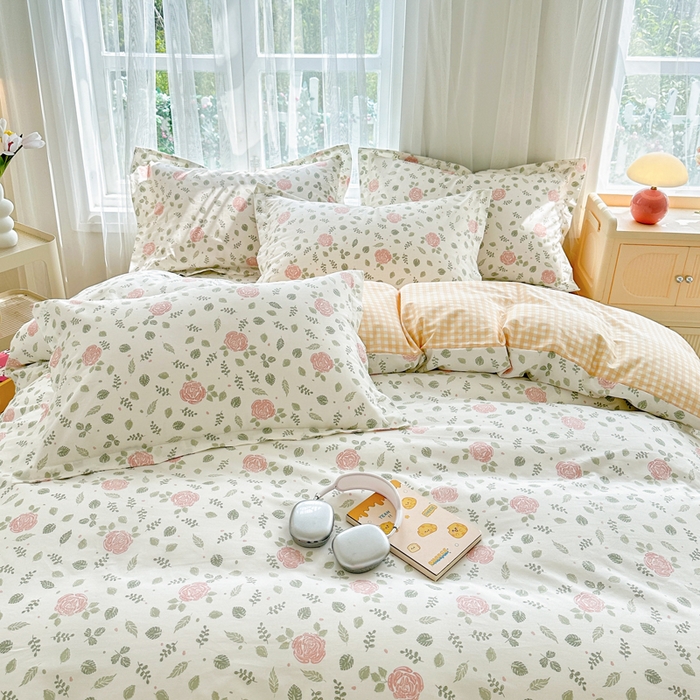 91家纺网 家纺一手货源 找家纺 金盛纺 2025新款全棉印花四件套 花涧澈