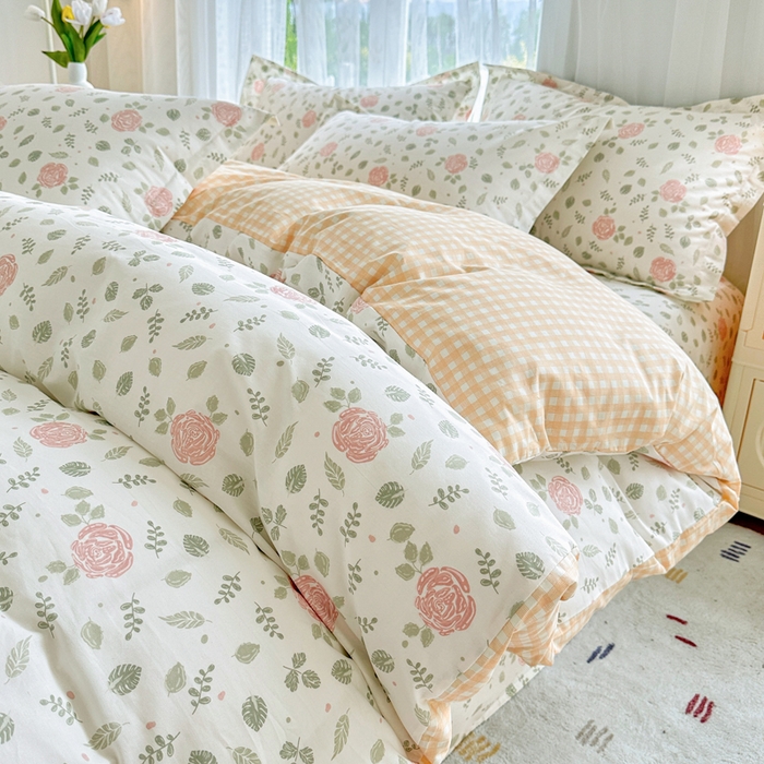 91家纺网 家纺一手货源 找家纺 金盛纺 2025新款全棉印花四件套 花涧澈