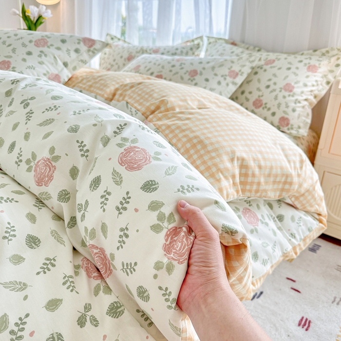 91家纺网 家纺一手货源 找家纺 金盛纺 2025新款全棉印花四件套 花涧澈