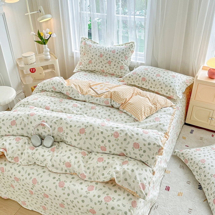 91家纺网 家纺一手货源 找家纺 金盛纺 2025新款全棉印花四件套 花涧澈