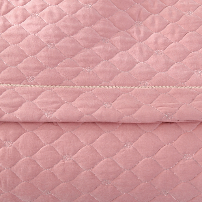 91家纺网 家纺一手货源 找家纺 代芙家纺 2025新款锦棉床盖四件套-压线款 花香-压线款-豆沙粉