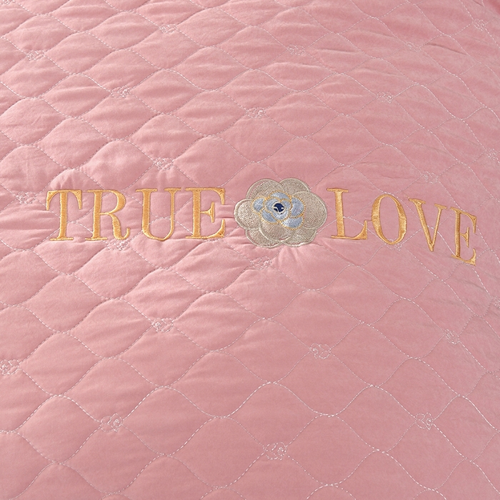 91家纺网 家纺一手货源 找家纺 代芙家纺 2025新款锦棉床盖四件套-压线款 花香-压线款-豆沙粉