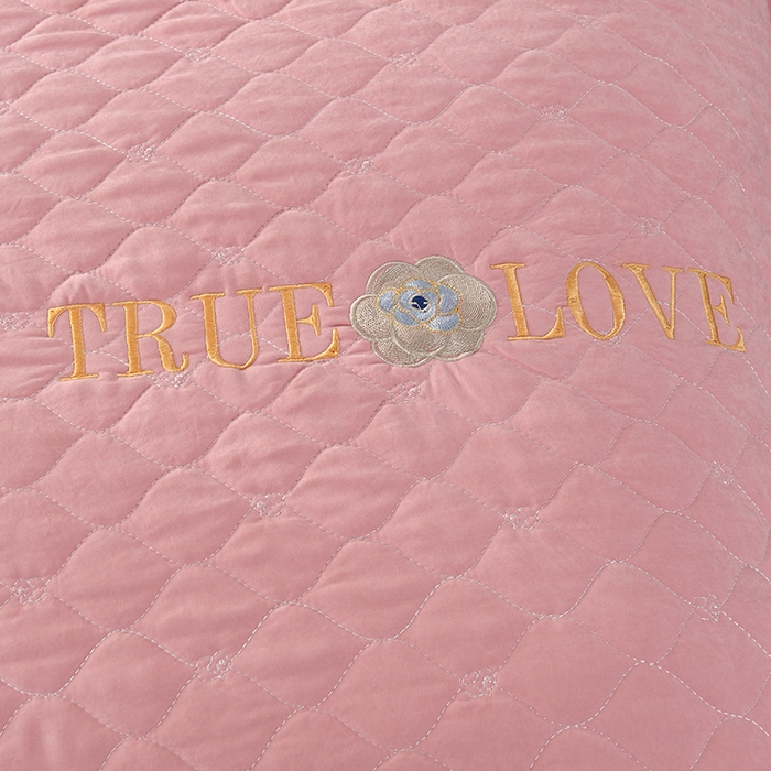 91家纺网 家纺一手货源 找家纺 代芙家纺 2025新款锦棉床盖四件套-压线款 花香-压线款-豆沙粉