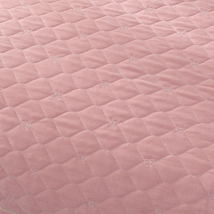 91家纺网 家纺一手货源 找家纺 代芙家纺 2025新款锦棉床盖四件套-压线款 花香-压线款-豆沙粉