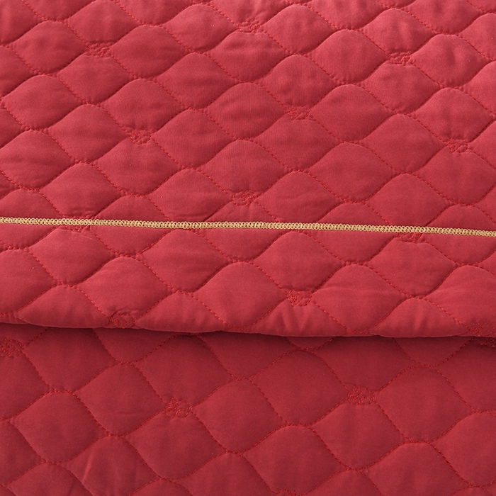 91家纺网 家纺一手货源 找家纺 代芙家纺 2025新款锦棉床盖四件套-压线款 花香-压线款-酒红