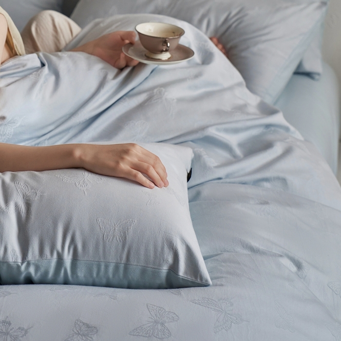 91家纺网 家纺一手货源 找家纺 （总）禾时 2025新款60s轻奢提花磨毛四件套-简蝶