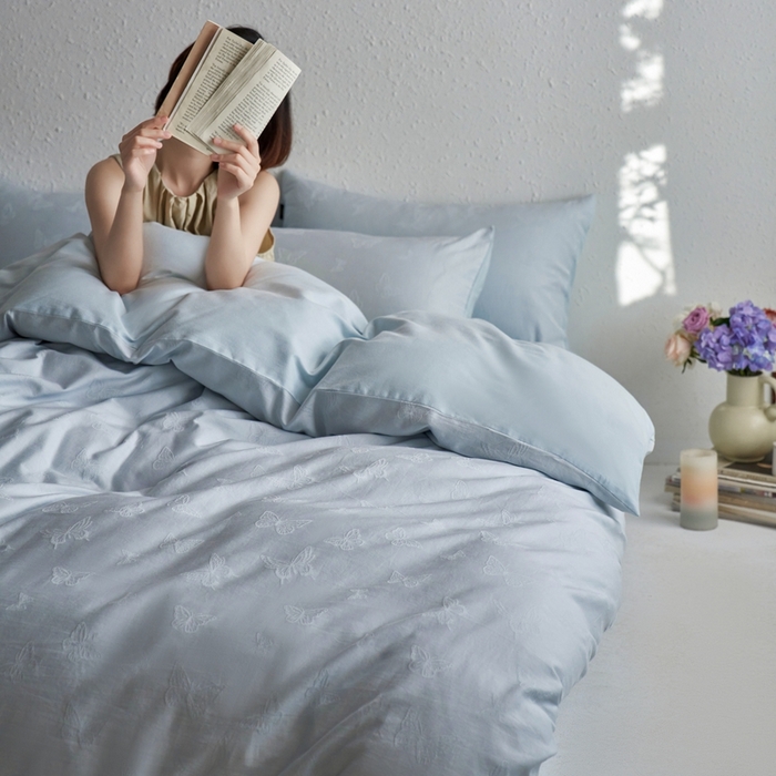 91家纺网 家纺一手货源 找家纺 （总）禾时 2025新款60s轻奢提花磨毛四件套-简蝶