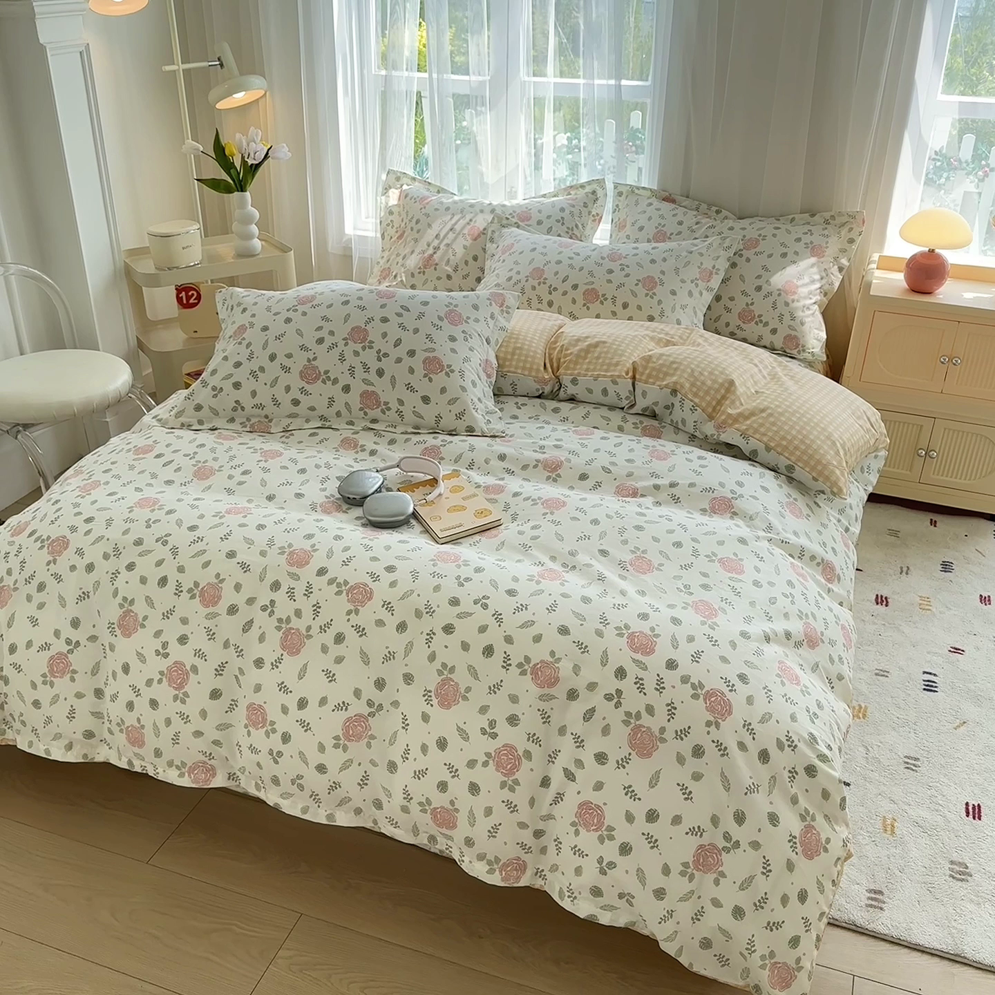 91家纺网 家纺一手货源 找家纺 金盛纺 2025新款全棉印花四件套 花涧澈