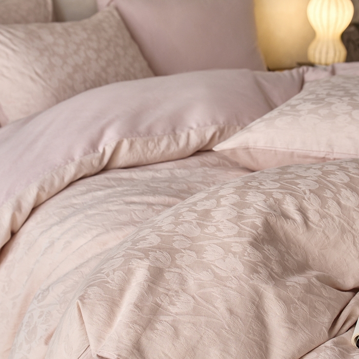 91家纺网 家纺一手货源 找家纺 （总）禾时 2025新款60s轻奢提花磨毛四件套-郁见春色