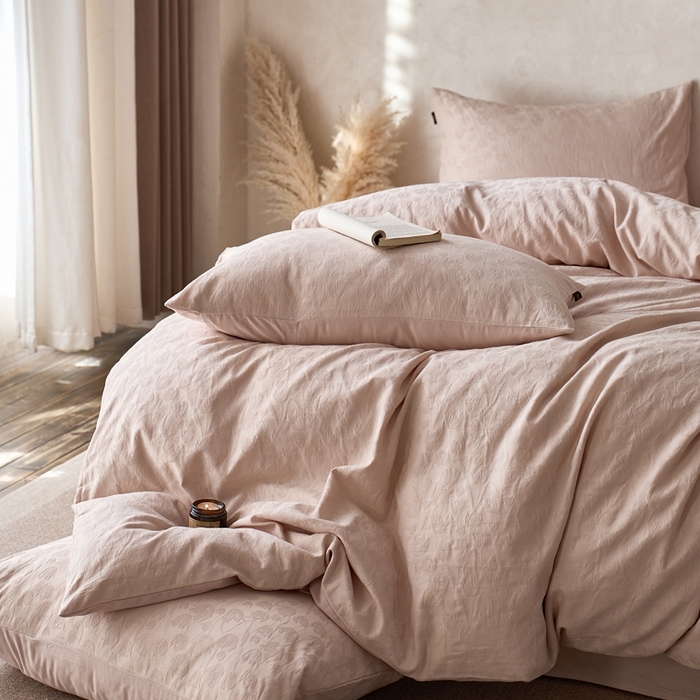 91家纺网 家纺一手货源 找家纺 （总）禾时 2025新款60s轻奢提花磨毛四件套-郁见春色