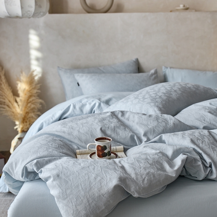 禾时 2025新款60s轻奢提花磨毛四件套-郁见春色 郁见春色-淡蓝