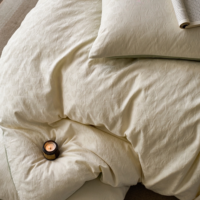 91家纺网 家纺一手货源 找家纺 禾时 2025新款60s轻奢提花磨毛四件套-郁见春色 郁见春色-米白