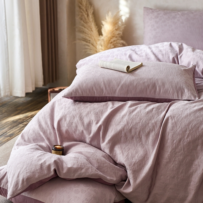 91家纺网 家纺一手货源 找家纺 禾时 2025新款60s轻奢提花磨毛四件套-郁见春色 郁见春色-浅紫