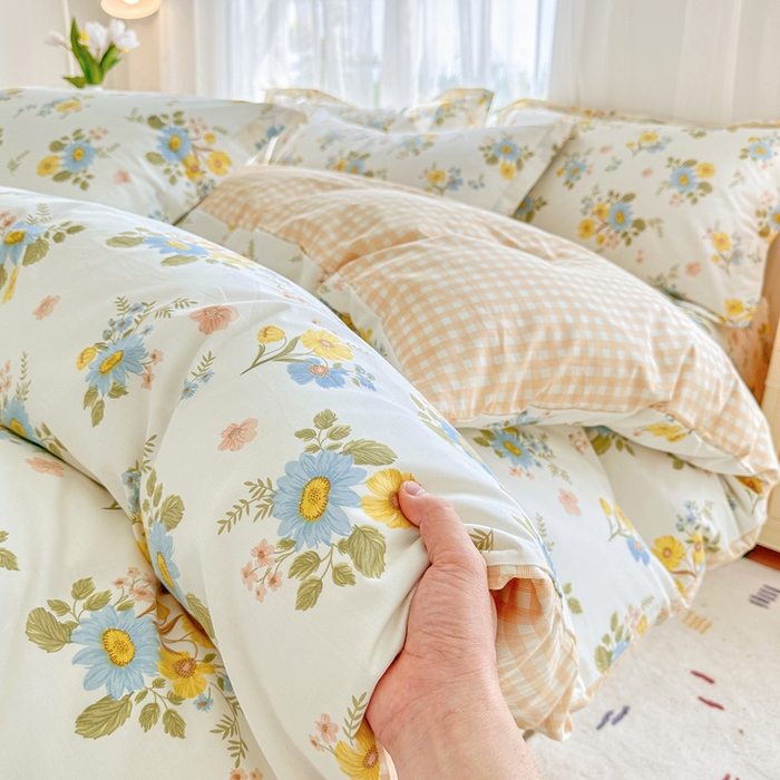 91家纺网 家纺一手货源 找家纺 金盛纺 2025新款全棉印花四件套 冷露金桂