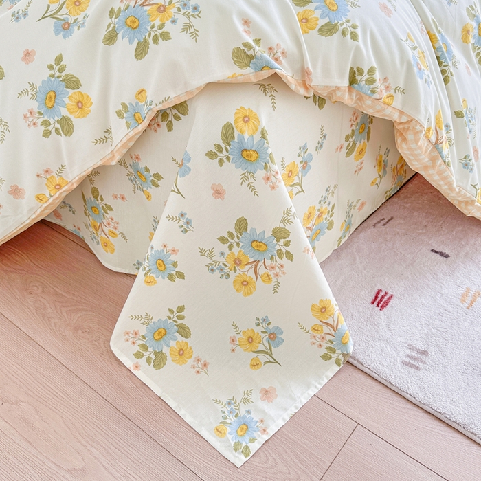 91家纺网 家纺一手货源 找家纺 金盛纺 2025新款全棉印花四件套 冷露金桂