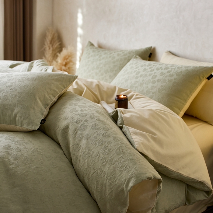 91家纺网 家纺一手货源 找家纺 禾时 2025新款60s轻奢提花磨毛四件套-郁见春色 郁见春色-竹青