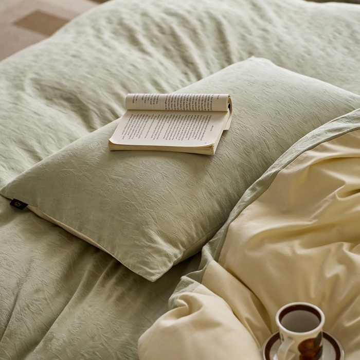 91家纺网 家纺一手货源 找家纺 禾时 2025新款60s轻奢提花磨毛四件套-郁见春色 郁见春色-竹青