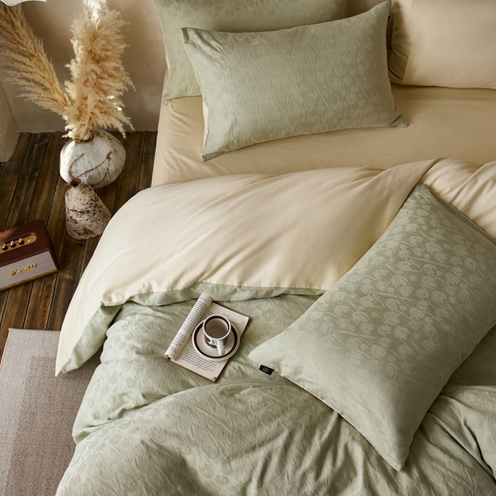 91家纺网 家纺一手货源 找家纺 禾时 2025新款60s轻奢提花磨毛四件套-郁见春色 郁见春色-竹青