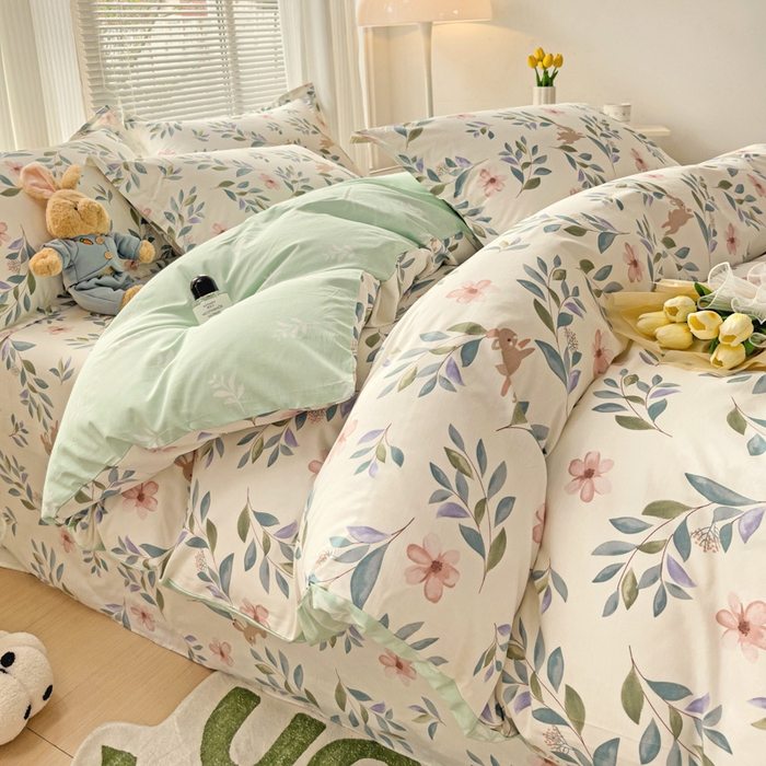 91家纺网 家纺一手货源 找家纺 金盛纺 2025新款全棉印花四件套 轻纱漫舞