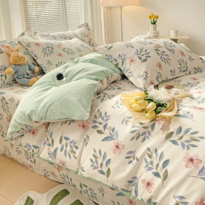 91家纺网 家纺一手货源 找家纺 金盛纺 2025新款全棉印花四件套 轻纱漫舞