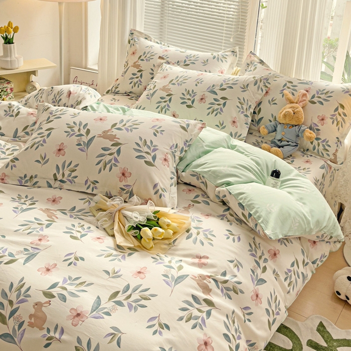 91家纺网 家纺一手货源 找家纺 金盛纺 2025新款全棉印花四件套 轻纱漫舞