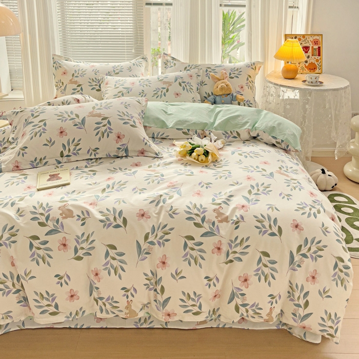 91家纺网 家纺一手货源 找家纺 金盛纺 2025新款全棉印花四件套 轻纱漫舞