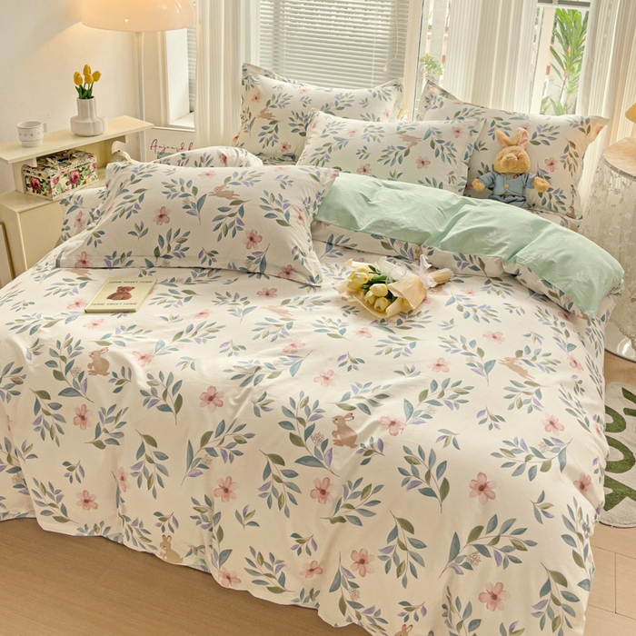 91家纺网 家纺一手货源 找家纺 金盛纺 2025新款全棉印花四件套 轻纱漫舞