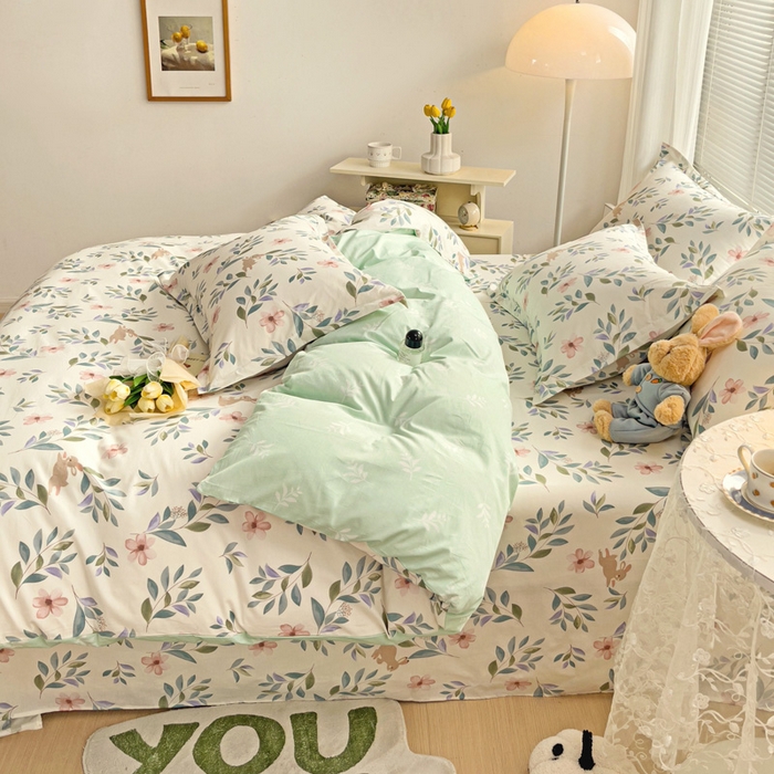 91家纺网 家纺一手货源 找家纺 金盛纺 2025新款全棉印花四件套 轻纱漫舞