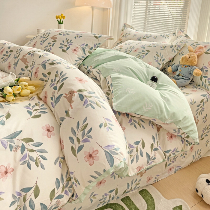 91家纺网 家纺一手货源 找家纺 金盛纺 2025新款全棉印花四件套 轻纱漫舞