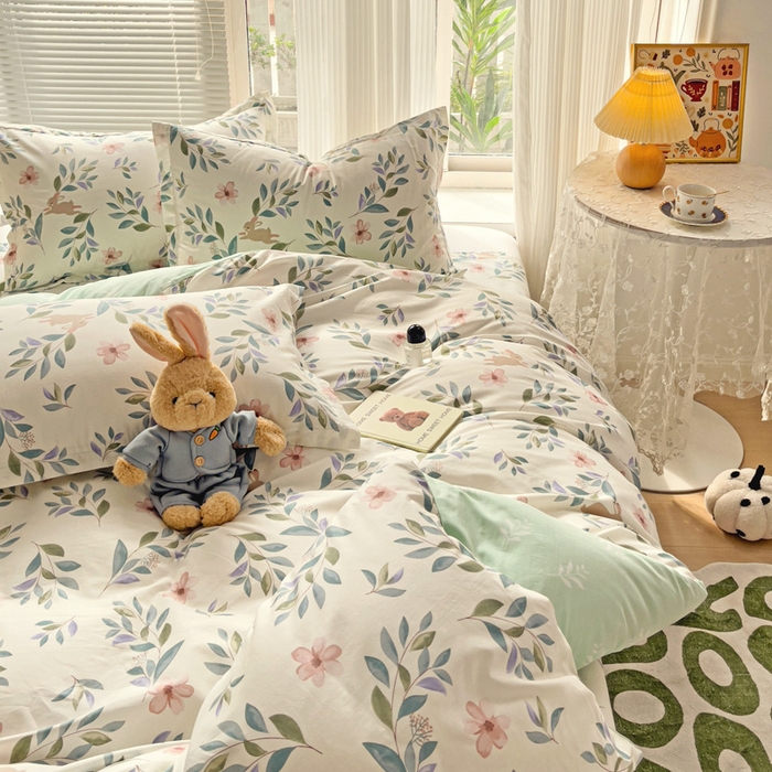 91家纺网 家纺一手货源 找家纺 金盛纺 2025新款全棉印花四件套 轻纱漫舞