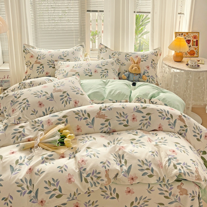 91家纺网 家纺一手货源 找家纺 金盛纺 2025新款全棉印花四件套 轻纱漫舞