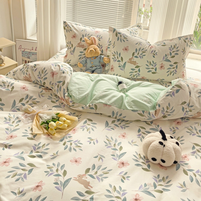 91家纺网 家纺一手货源 找家纺 金盛纺 2025新款全棉印花四件套 轻纱漫舞