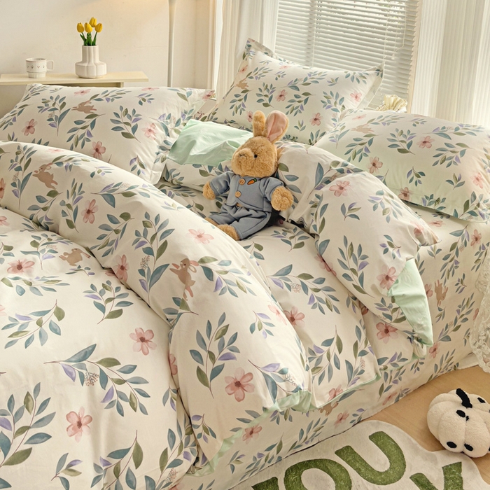 91家纺网 家纺一手货源 找家纺 金盛纺 2025新款全棉印花四件套 轻纱漫舞