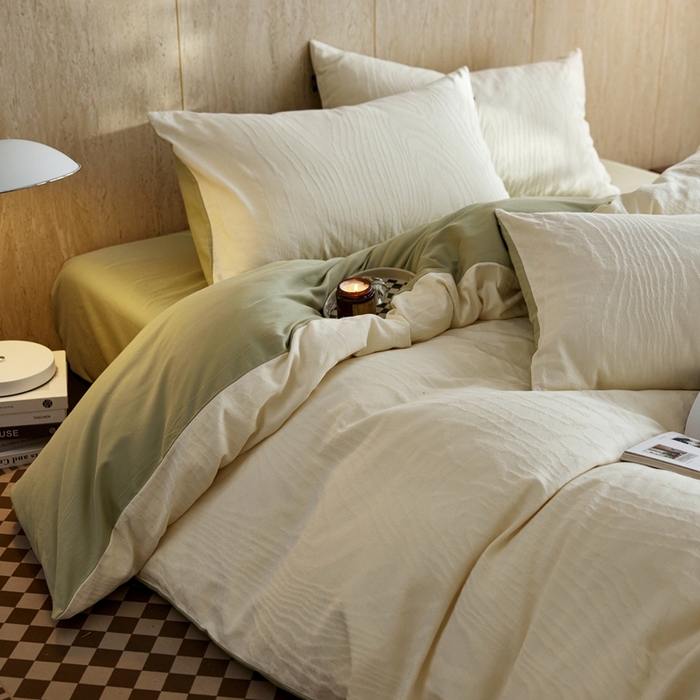 91家纺网 家纺一手货源 找家纺 禾时 2025新款60s轻奢提花磨毛四件套-浮光跃川 浮光跃川 -米白