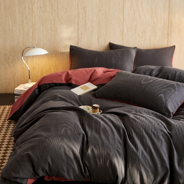 91家纺网 家纺一手货源 找家纺 禾时 2025新款60s轻奢提花磨毛四件套-浮光跃川 浮光跃川-青灰